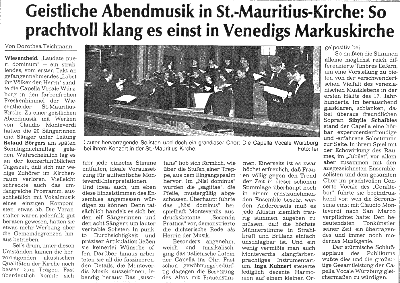 (20.09.1998): So prachtvoll klang es einst in Venedigs Markuskirche