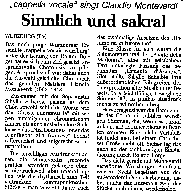 Mainpost(19.09.1998): Sinnlich und saktral