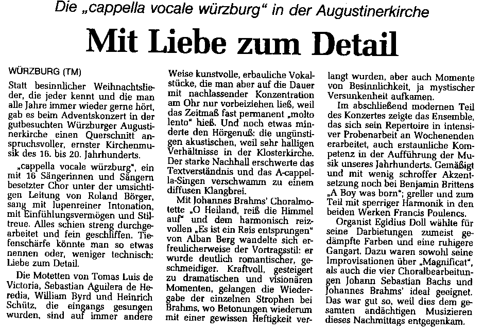 Mainpost (12.09.1998): Mit Liebe zum Detail