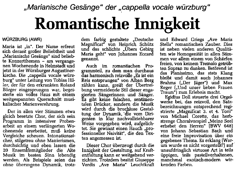 Mainpost (1998): Romantische Innigkeit